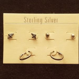 3 Pair Sterling Silver Earrings